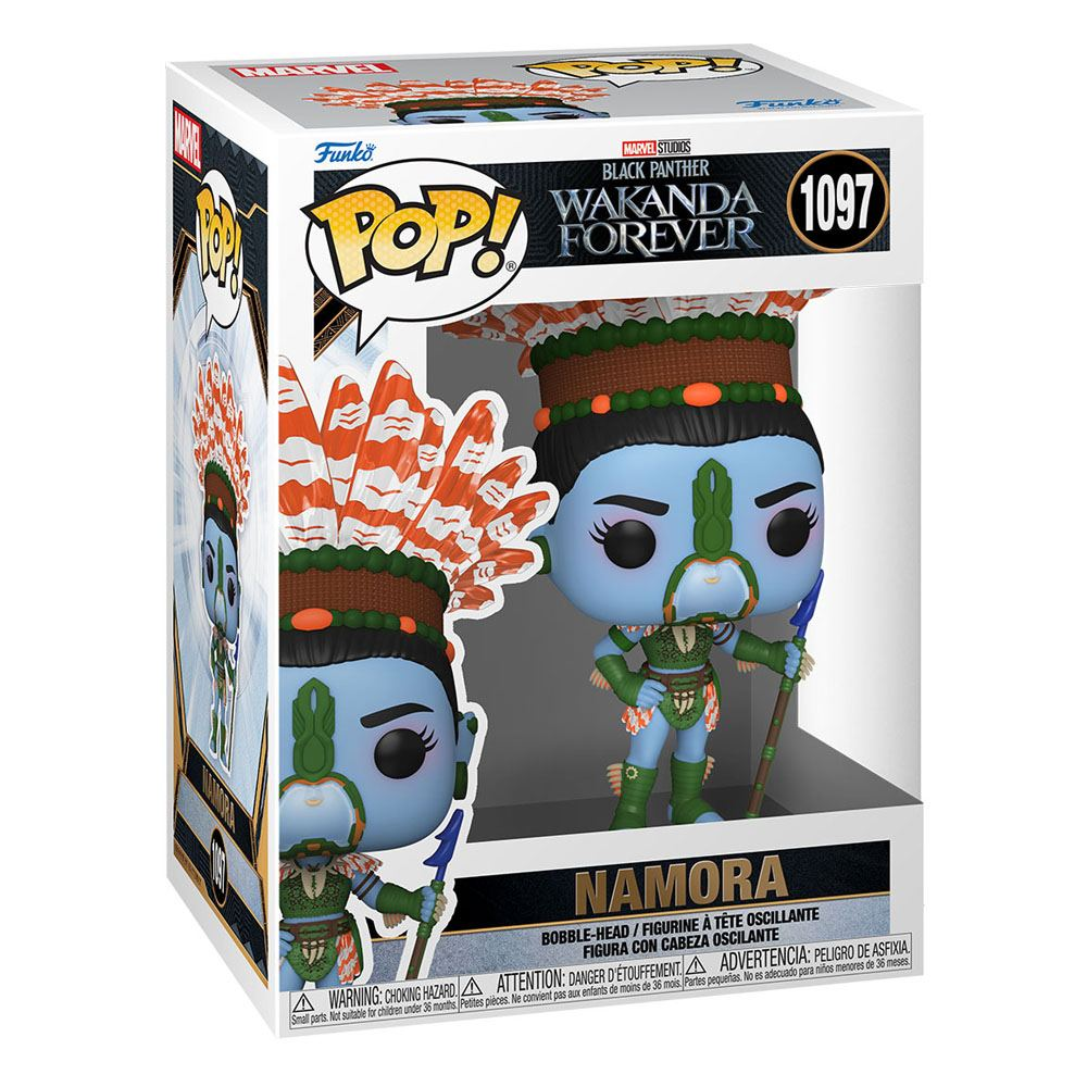 Funko Pop Figur Namora aus Black Panther Wakanda Forever in ihrer Verpackung.