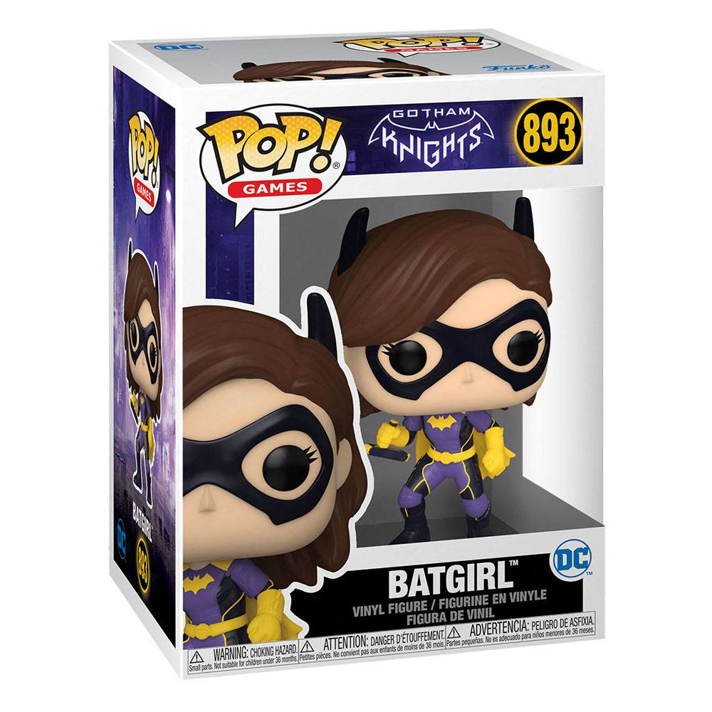 Figura in vinile Funko Pop Batgirl nella sua confezione, tema Gotham Knights.