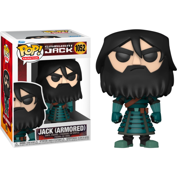 Funko Pop Figur von Samurai Jack in Rüstung mit Box.
