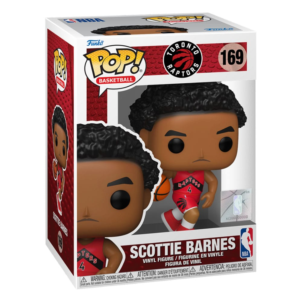 Scottie Barnes Funko Pop Figur im Toronto Raptors Trikot in der Verpackung.