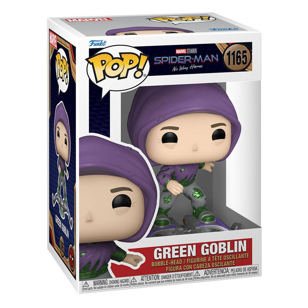 Figura de vinilo Funko Pop Green Goblin en caja, número 1165 de Spider-Man No Way Home.