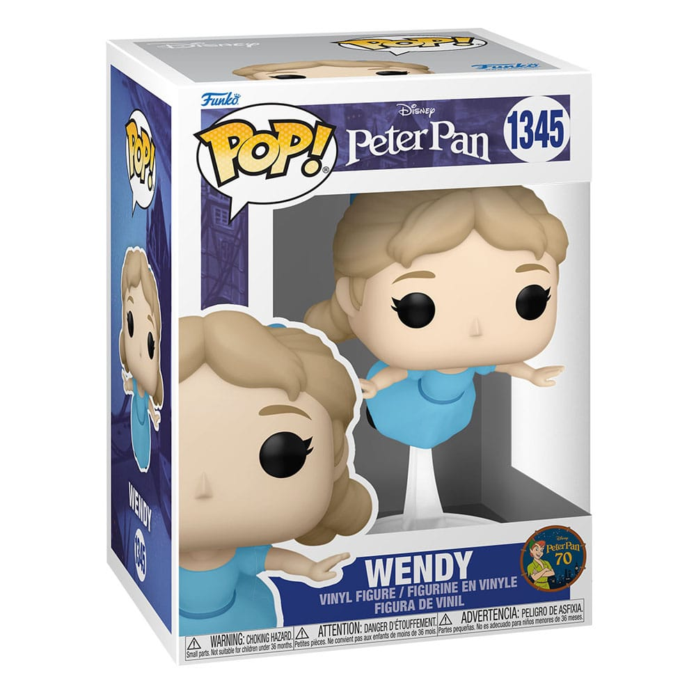 Funko Pop! Figur von Wendy aus Peter Pan im ungeöffneten Karton mit blauer Kleidung.