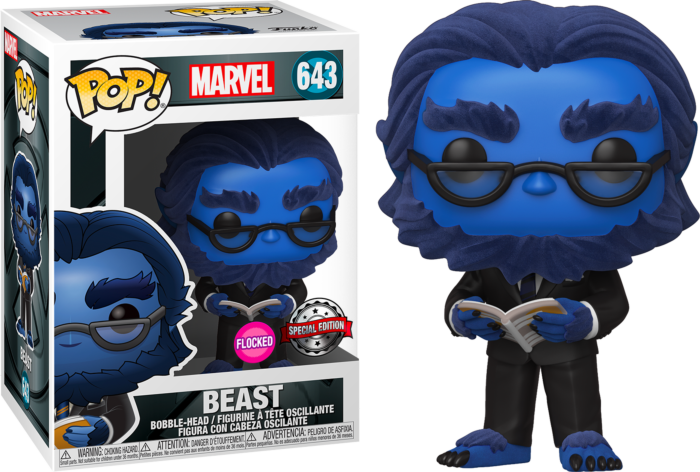 Marvel Beast Funko Pop Figur mit Brille und Buch, in Verpackung.