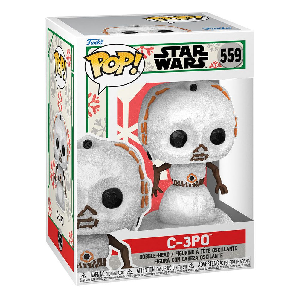 Figura in vinile Funko Pop Star Wars C-3PO pupazzo di neve in scatola festiva.