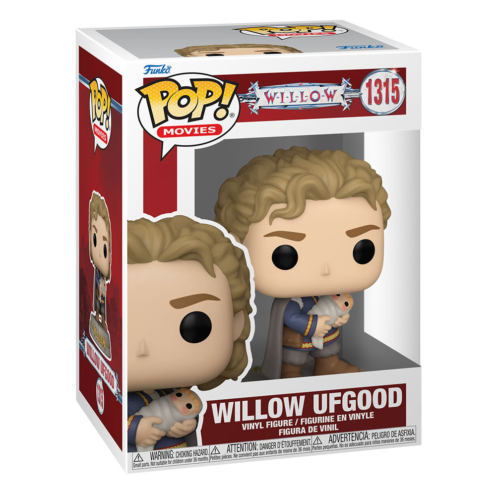 Funko Pop Vinylfigur von Willow Ufgood mit einem Baby in einer Schachtel.