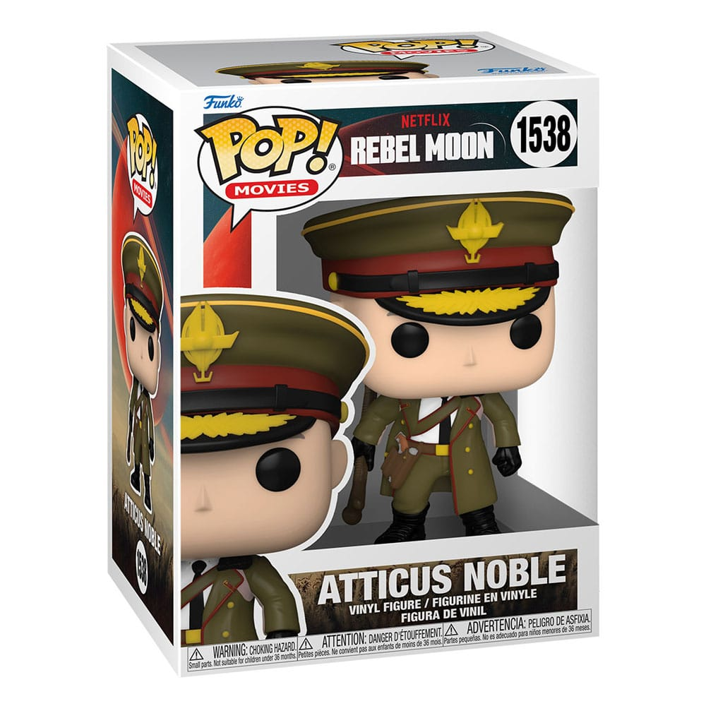 Figura de vinilo Funko Pop de Atticus Noble de Rebel Moon en caja.