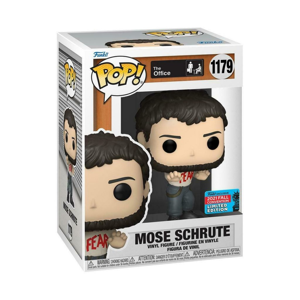 Mose Schrute Funko Pop Figur in verpackter Box mit 'The Office' Logo.