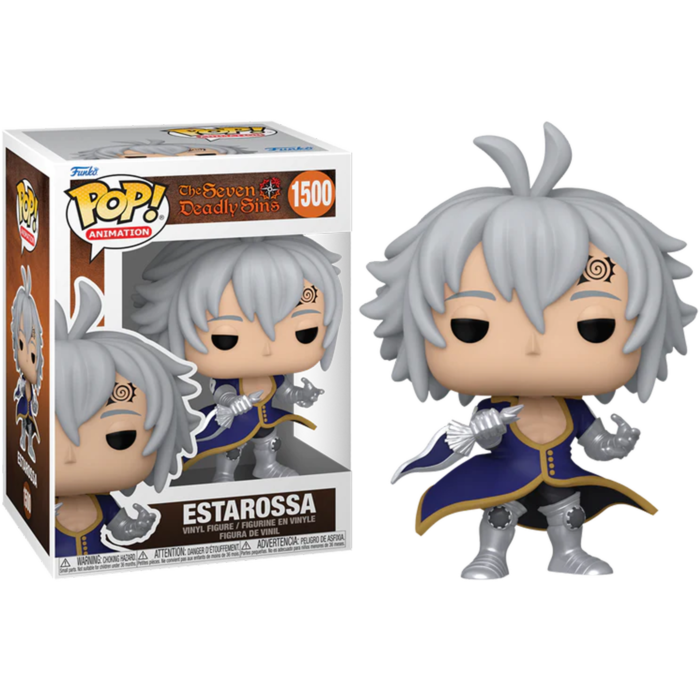 Estarossa Funko Pop Figur mit silbernem Haar, blauem Mantel und Box.