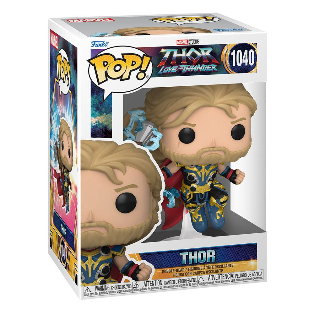 Figura Funko Pop di Thor nella sua scatola da Thor: Love and Thunder.