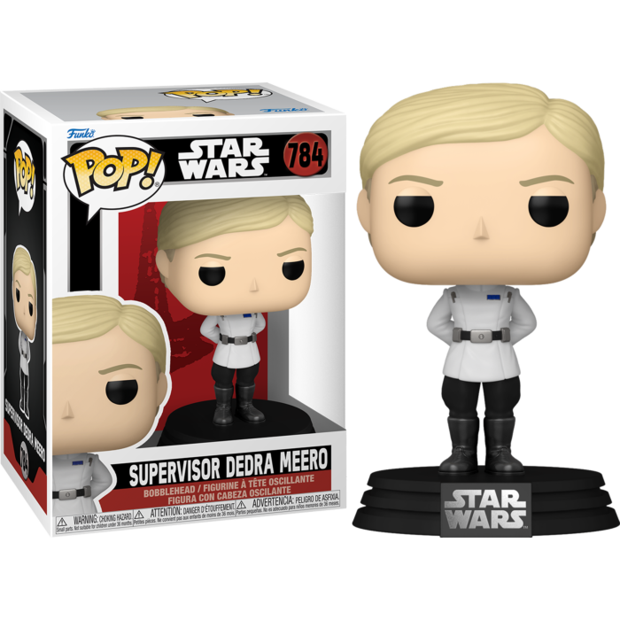 Figura Funko Pop de Supervisor Dedra Meero de Star Wars dentro y fuera de la caja.