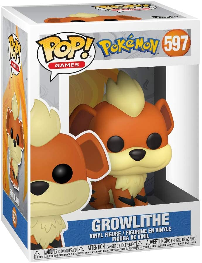 Figura in vinile Funko Pop di Growlithe nella sua scatola con marchio Pokemon.