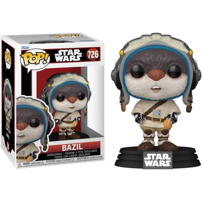 Star Wars Bazil Funko Pop Figur und Verpackung vor schwarzem Hintergrund.