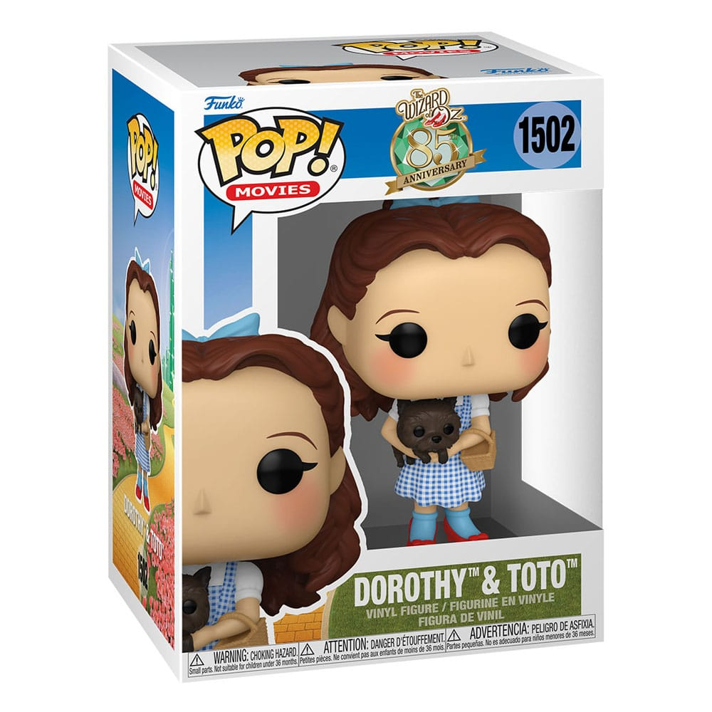 Figura Funko Pop! di Dorothy e Toto de Il Mago di Oz in una scatola.