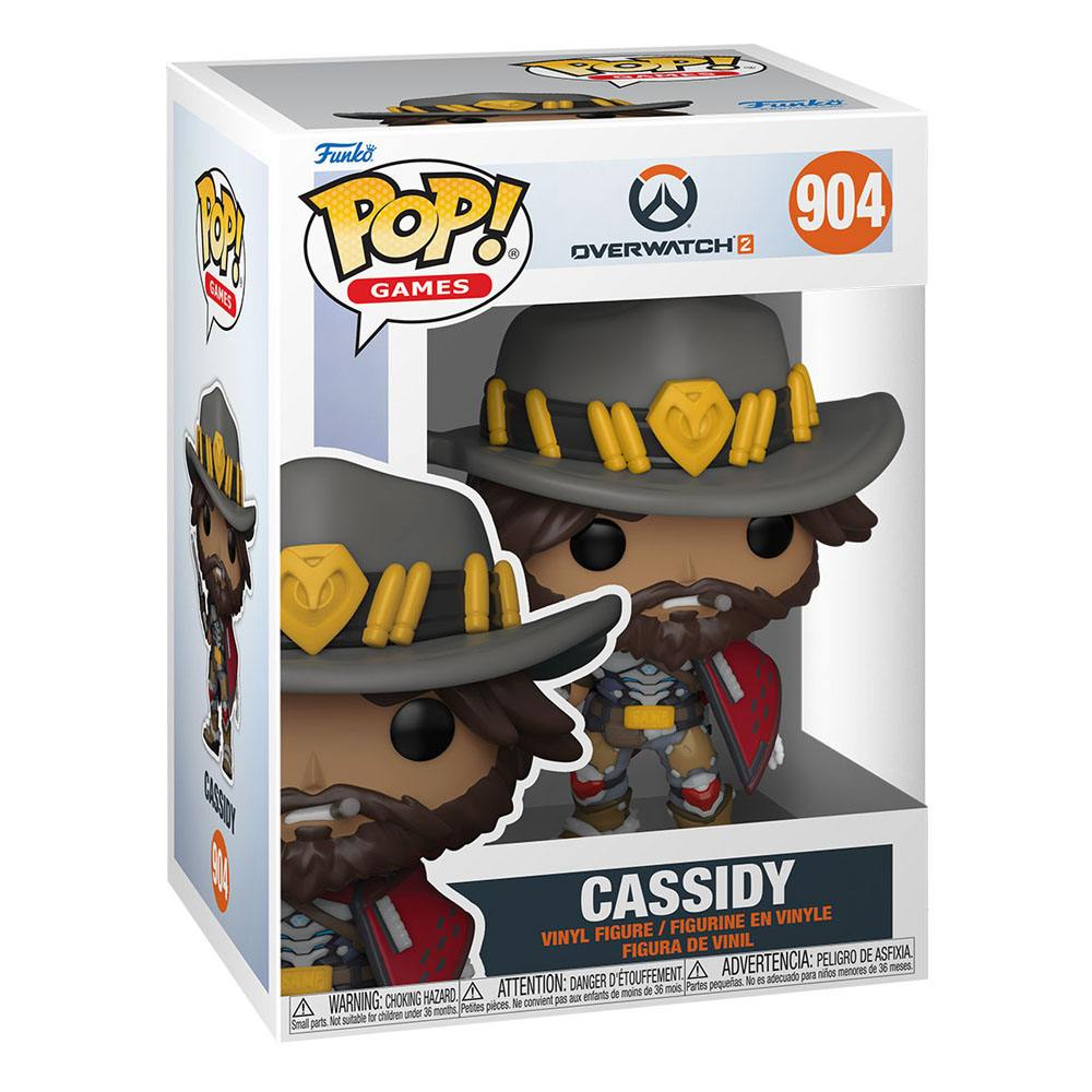 Figura de vinilo Funko Pop! de Cassidy de Overwatch 2 dentro de una caja con ventana.