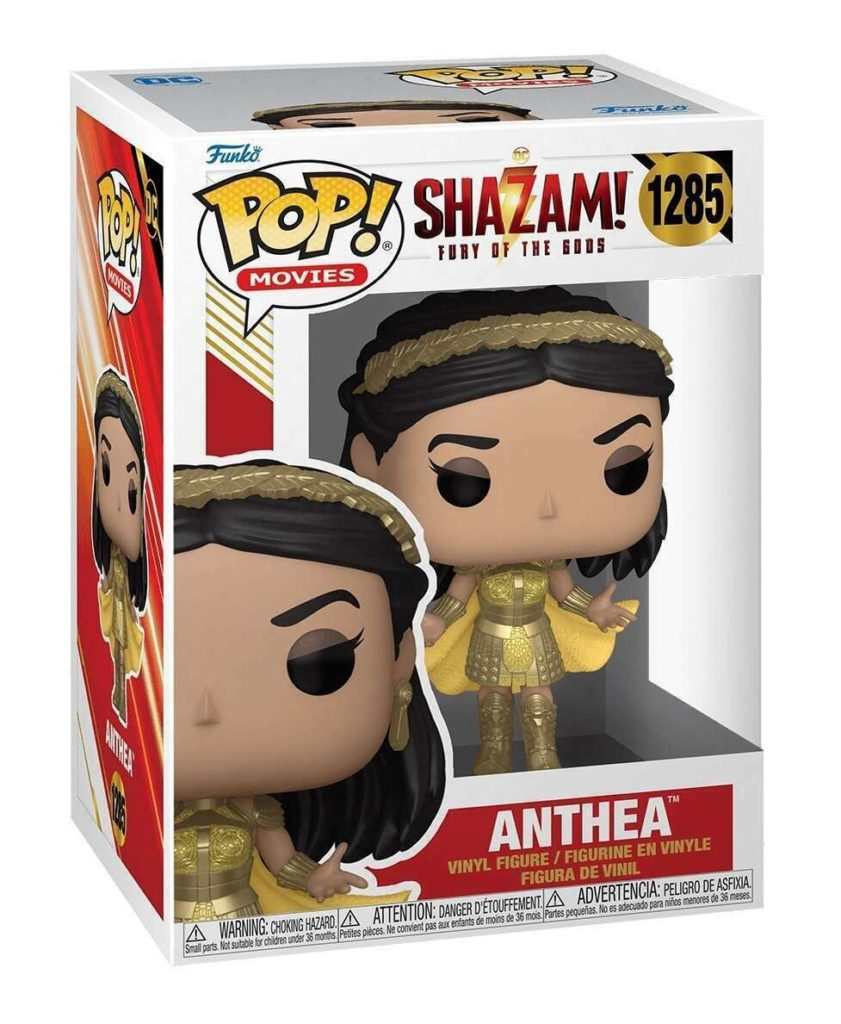 Figura de vinilo Funko Pop de Anthea de Shazam! La furia de los dioses en su caja.