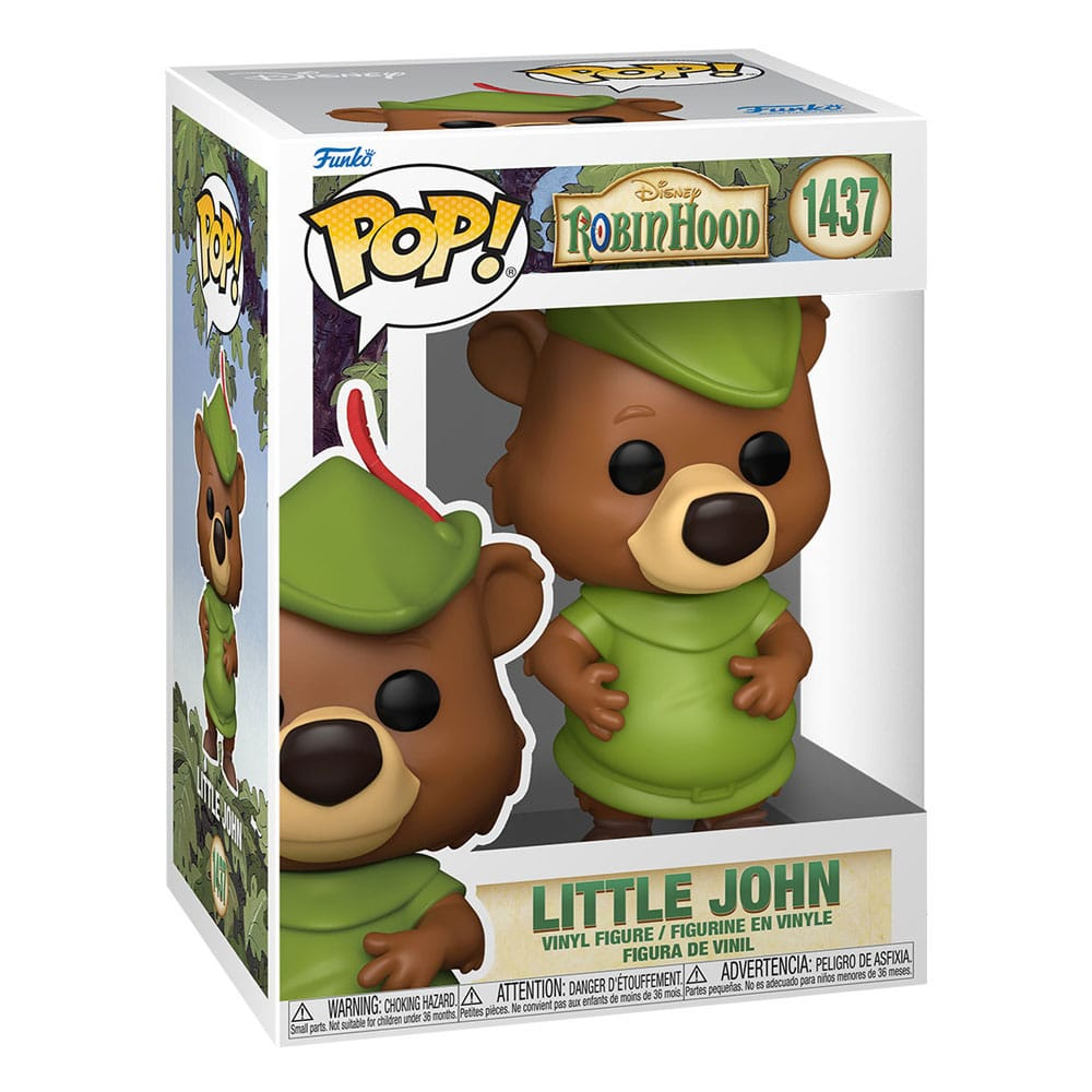 Eine Funko Pop Figur von Little John aus Disneys Robin Hood, verpackt in einer bunten Sammlerbox mit der Nummer 1437.