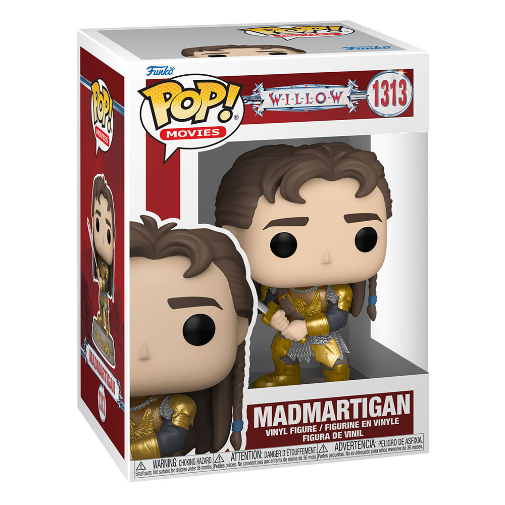 Figurka winylowa Funko Pop Madmartigan w czerwono-białym pudełku.