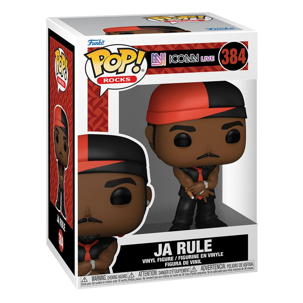 Funko Pop Rocks Figur 384 von Ja Rule in rot-schwarzer Kappe mit Zigarre in der Box.