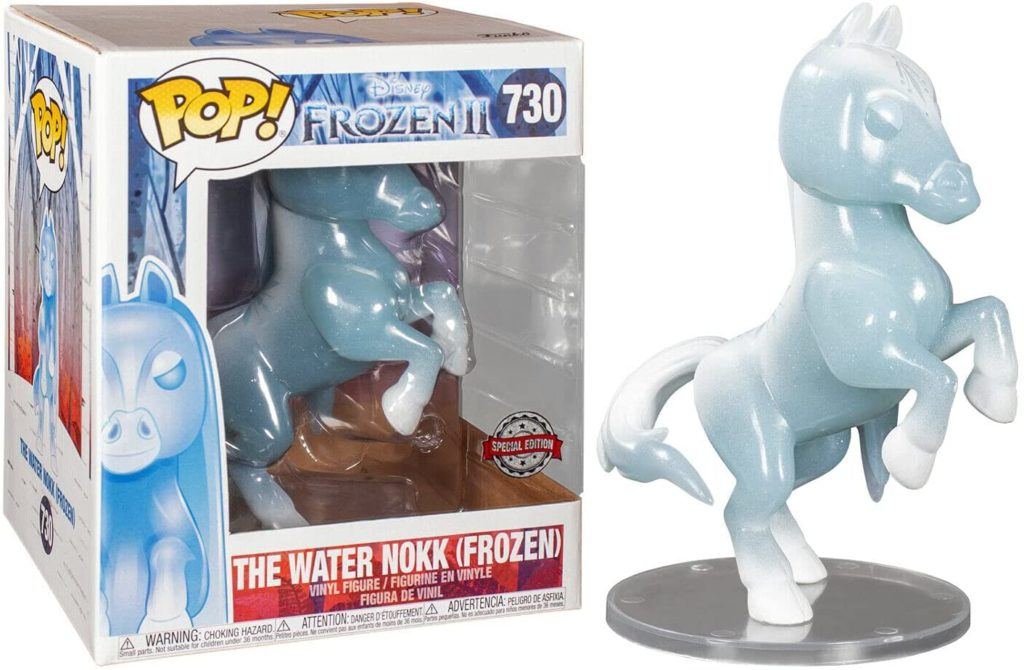 Una figura de vinilo Funko Pop del Nokk de agua de Frozen II junto a su caja.