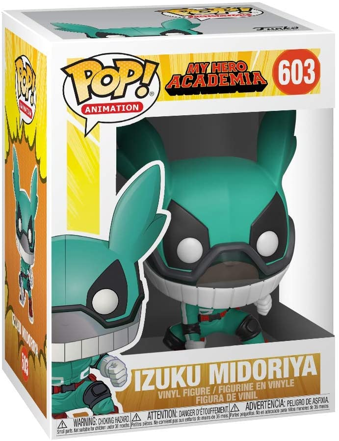 Funko Pop Vinyl Figur von Izuku Midoriya aus My Hero Academia in seiner grün-schwarzen Uniform in der Originalverpackung.