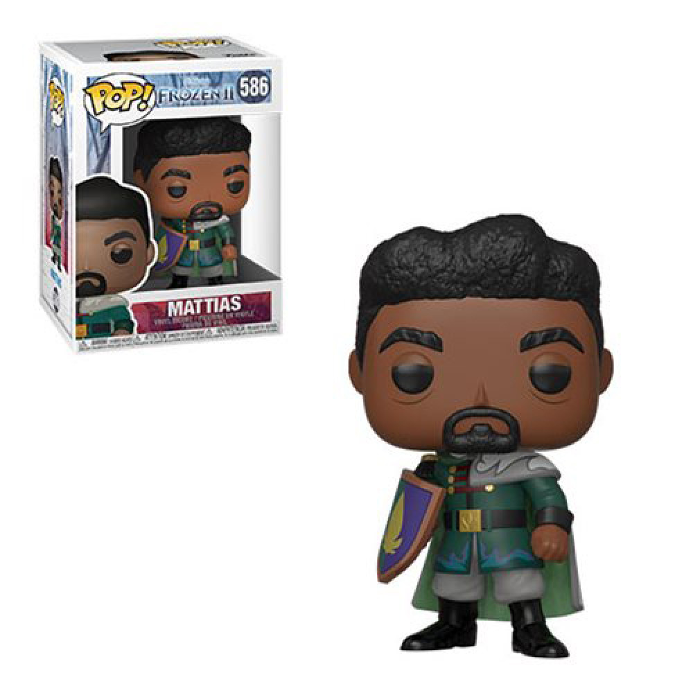 Funko Pop Mattias Figur aus Frozen II neben seiner Produktverpackung.