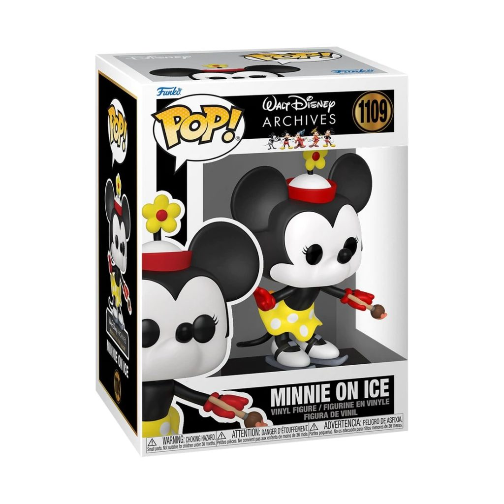 Figura in vinile Funko Pop di Minnie on Ice in una scatola da collezione.