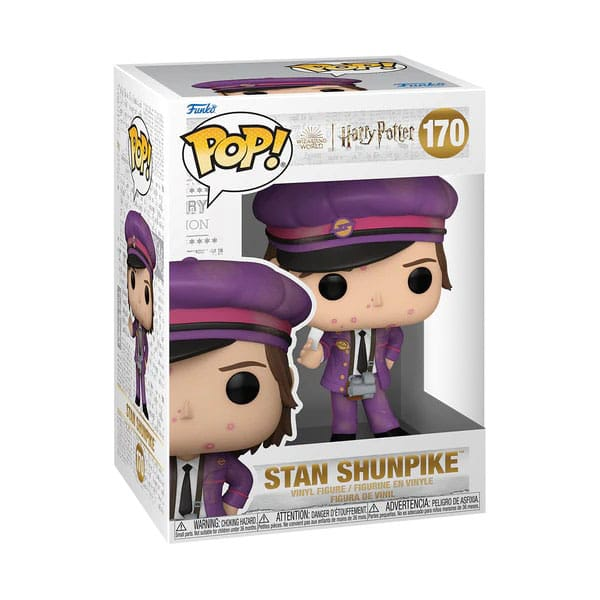 Figura Funko Pop de Stan Shunpike de Harry Potter dentro de una caja de coleccionista colorida con la marca.
