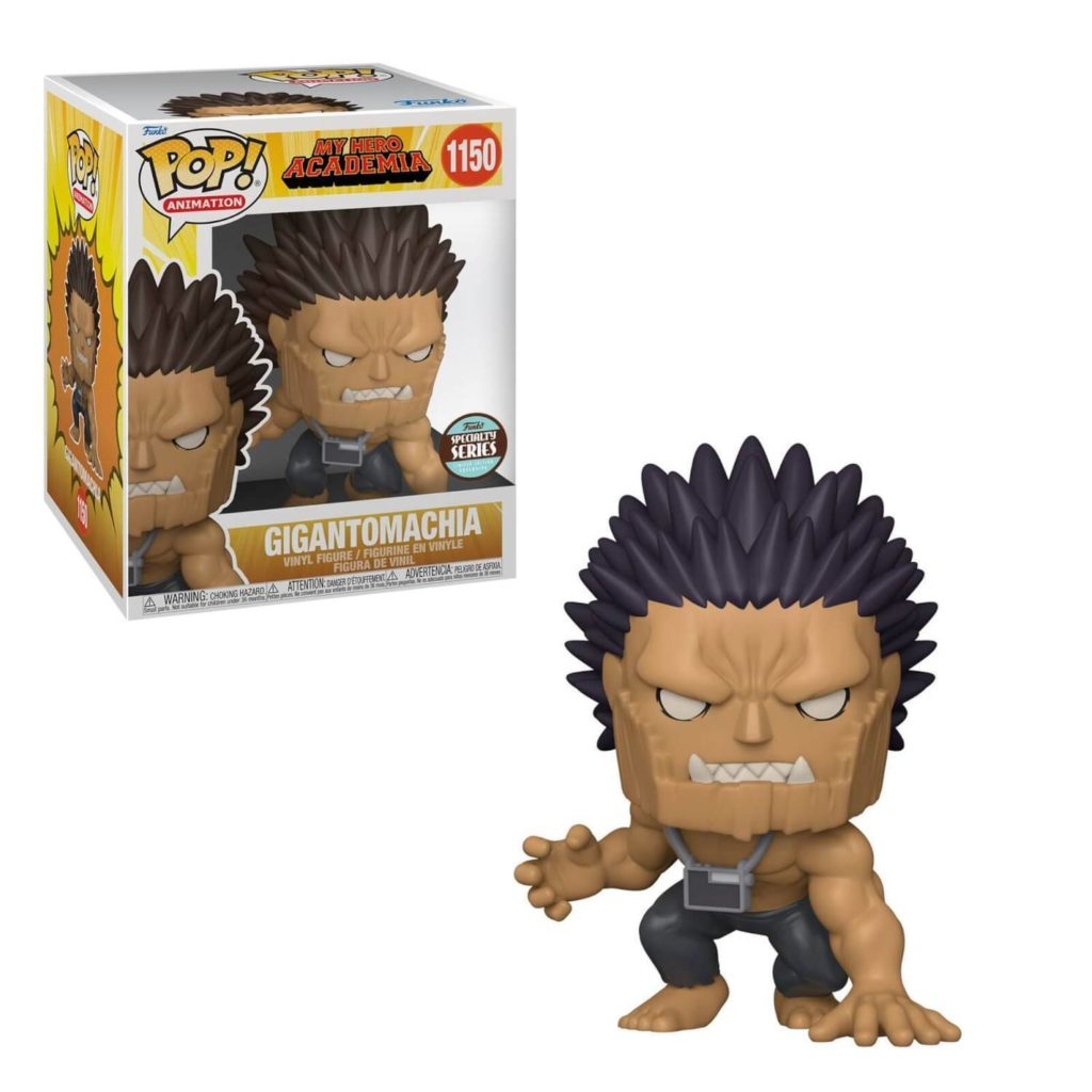 Figura de vinilo Gigantomachia Funko Pop al lado de su caja original sobre fondo blanco.