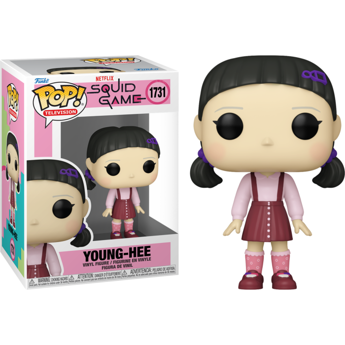Funko Pop Vinylfigur von Young-Hee aus Squid Game mit Box.