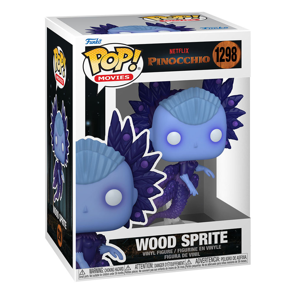 Figura de vinilo Funko Pop de Wood Sprite de Pinocchio en su caja.