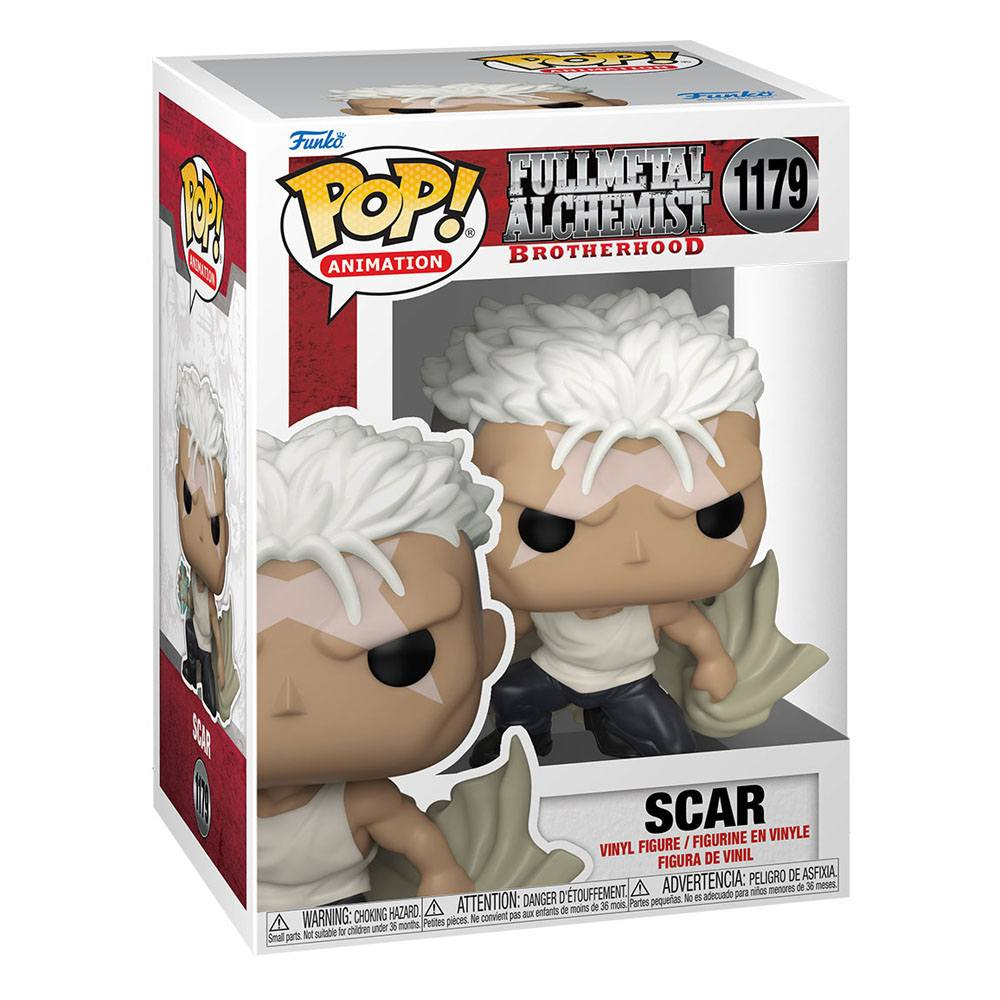 Funko Pop! Figur von Scar aus Fullmetal Alchemist Brotherhood in seiner Originalverpackung.
