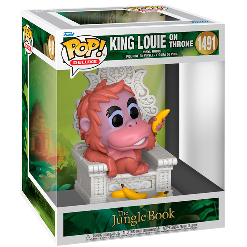Figura Funko Pop Deluxe di King Louie su un trono da Il Libro della Giungla con banane.