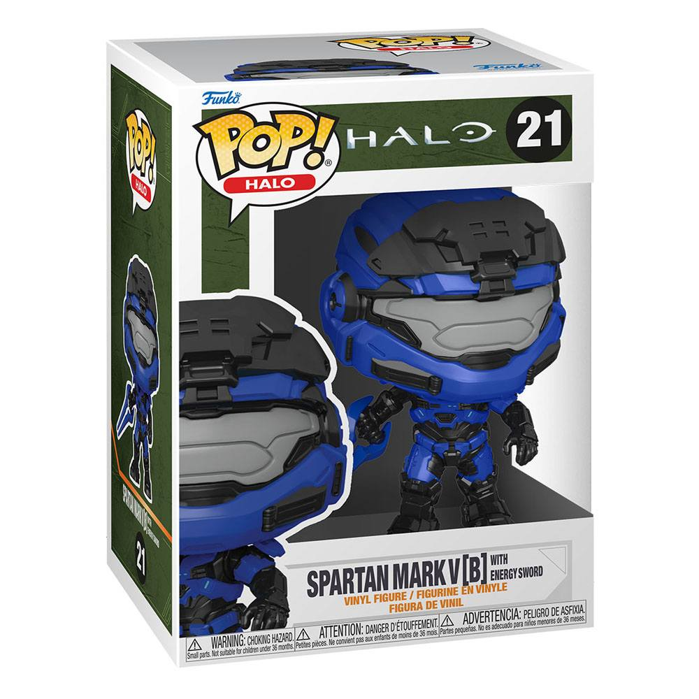 Action figure in vinile Funko Pop Halo 21 Spartan Mark V[B] in scatola.