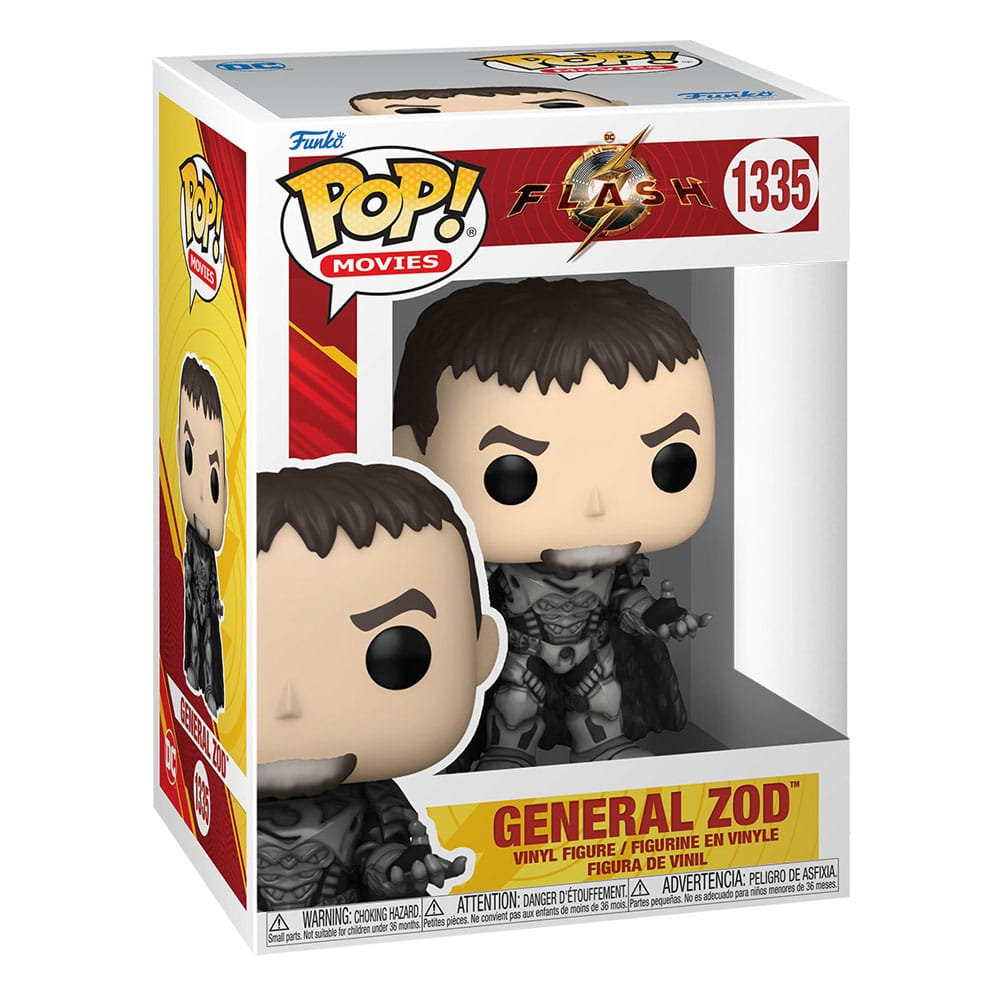 Figure in vinile Funko Pop di General Zod dal film The Flash nella confezione.