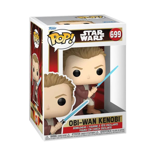 Figura Funko Pop de Star Wars Obi-Wan Kenobi en su caja original con sable de luz.