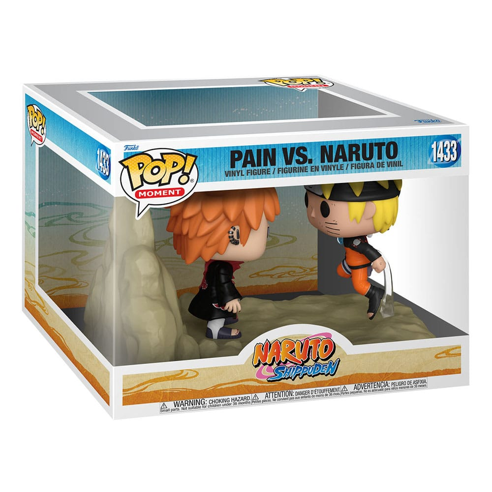 Funko Pop Moment Box mit einer Naruto Shippuden Szene mit Pain und Naruto Vinyl-Figuren.