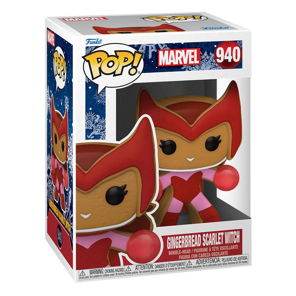 Figura in vinile Funko Pop Marvel Gingerbread Scarlet Witch nella scatola originale.