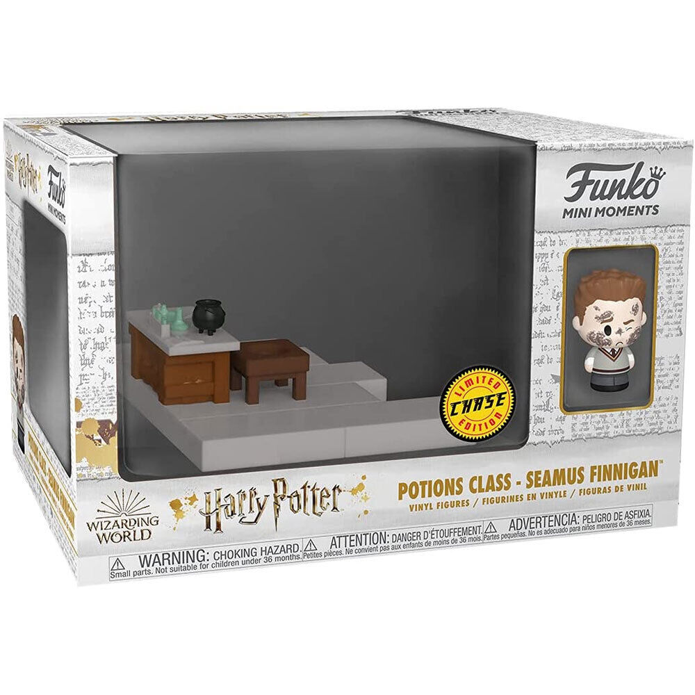 Scatola del set Harry Potter Lezione di Pozioni Seamus Finnigan Funko Mini Moments con statuetta.