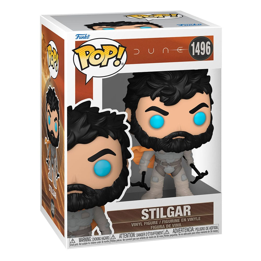 Figura de vinilo Funko Pop de Stilgar de Dune 2 en caja con ojos azules y barba.