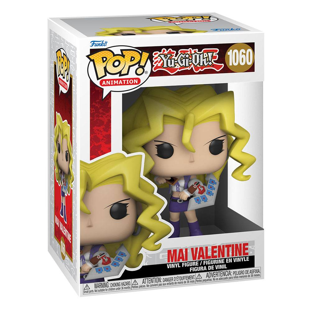 Funko Pop Vinylfigur von Mai Valentine aus Yu-Gi-Oh! in einer Sammlerbox.