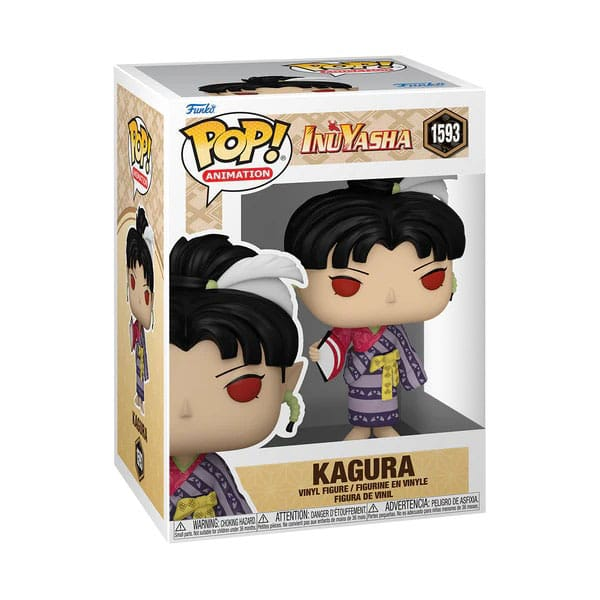 Figura Funko Pop Animation de Kagura en caja con kimono morado.