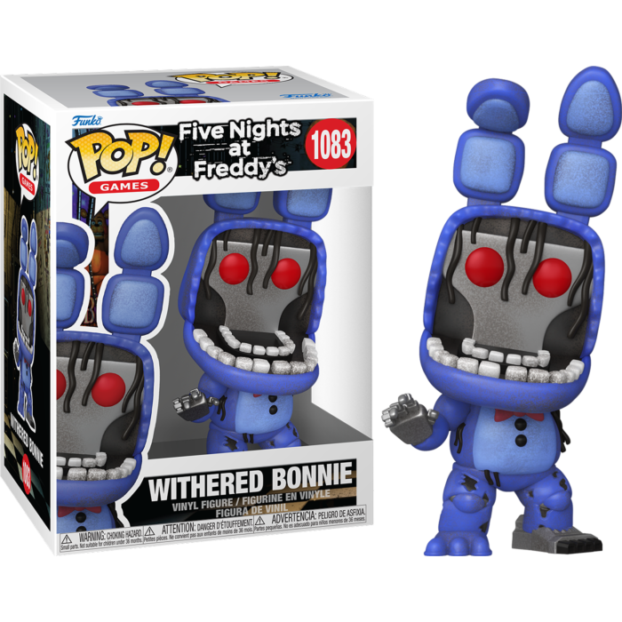 Figura Funko Pop de Withered Bonnie junto a su caja.