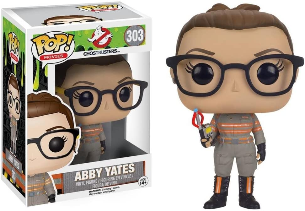 Figurine et emballage Abby Yates Funko Pop en uniforme Ghostbusters avec lunettes et appareil à protons.