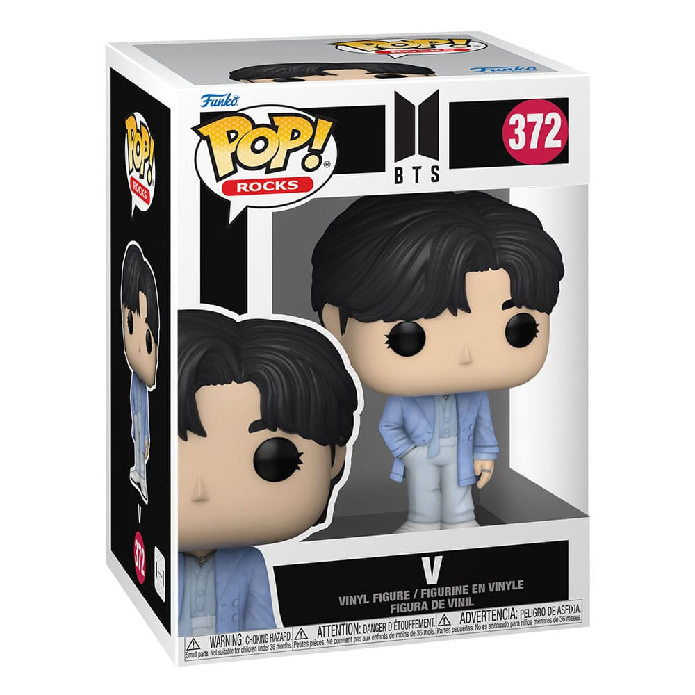 Figurine en vinyle Funko Pop Rocks numéro 372 de V de BTS dans sa boîte.
