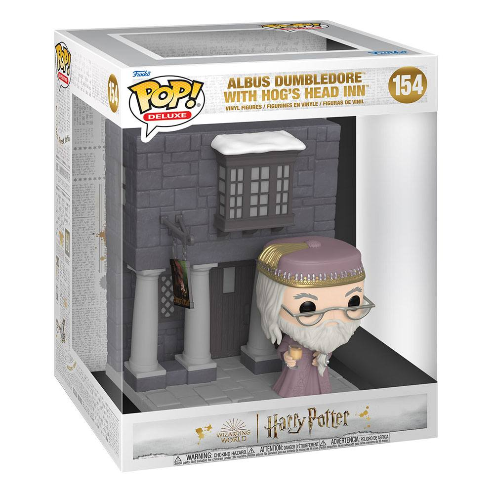 Funko Pop Deluxe Albus Dumbledore mit Hog's Head Inn Figur in ihrer Verpackung.