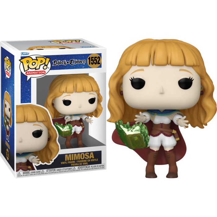 Figura Funko Pop de Mimosa de Black Clover con caja y libro mágico.