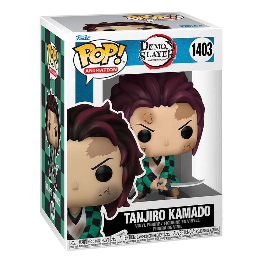 Funko Pop! Figur von Tanjiro Kamado aus Demon Slayer in seiner Originalverpackung.