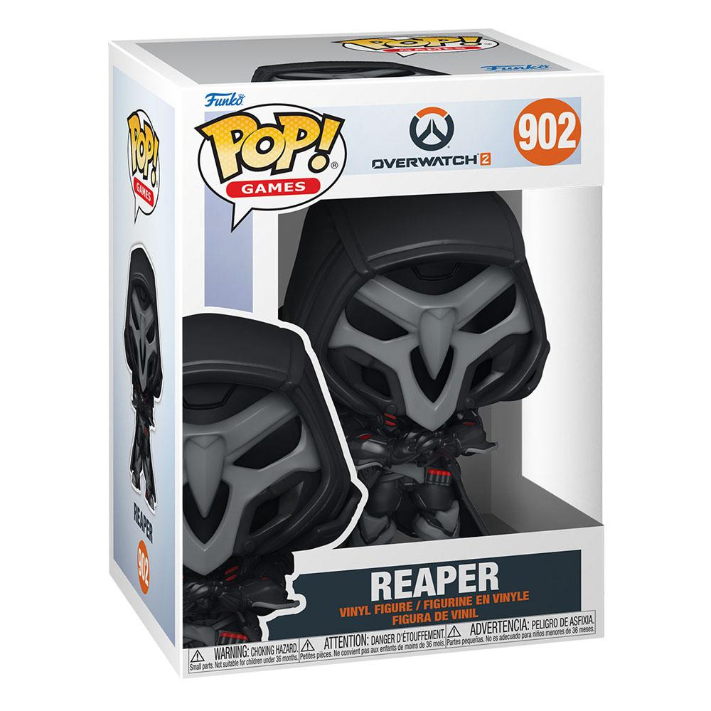Funko Pop! Spiele-Sammelfigur Nr. 902 zeigt Reaper aus Overwatch 2 in einer Verpackung.
