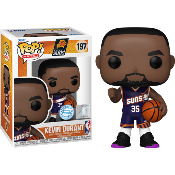 Figura de vinilo Funko Pop de Kevin Durant de los Phoenix Suns en su caja.