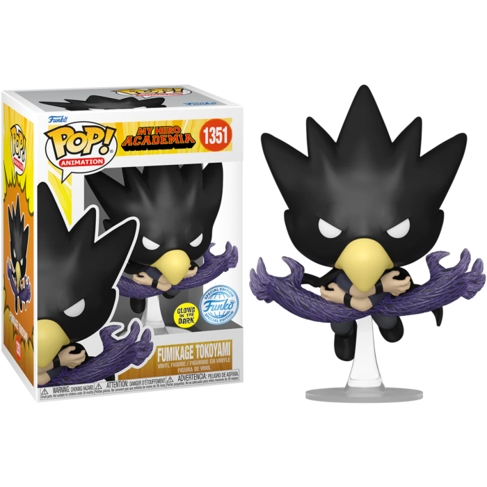 Figura Funko Pop de Fumikage Tokoyami de My Hero Academia con su caja.